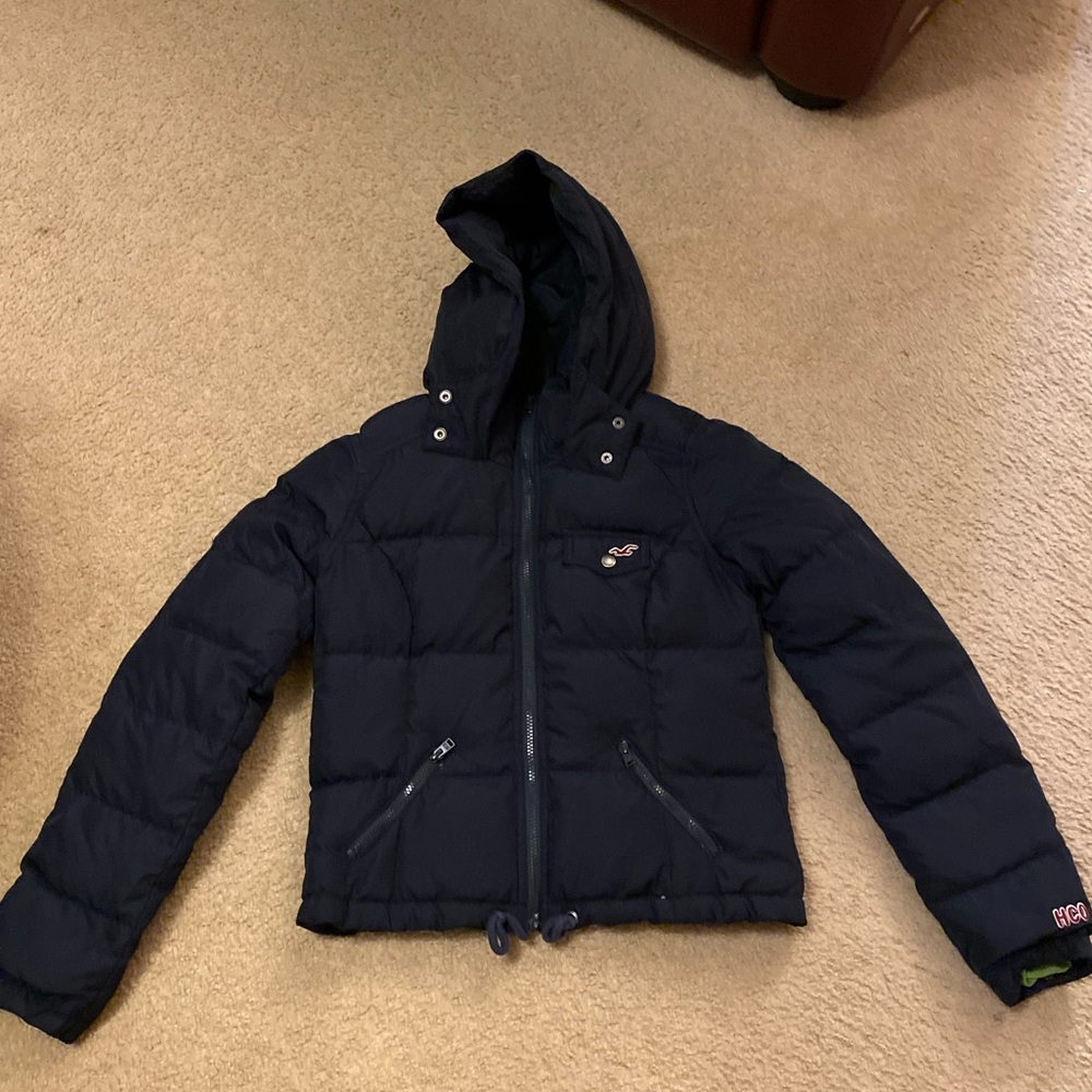 Dark Blue Hollister Puff Jacket